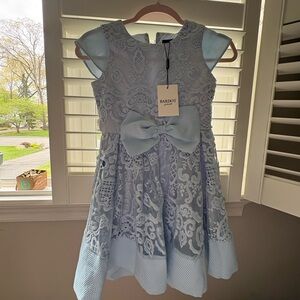 Bardot Light Blue Lace Bow Formal Dress for Girls